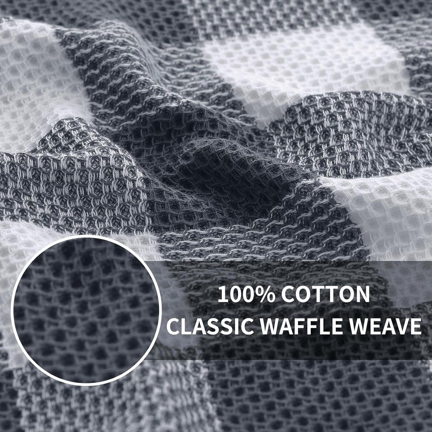 Homaxy 100% Cotton Waffle Weave Check Plaid Dish Cloths, 12 x 12 Inches, 6-Pack Super Soft & Absorbent Dish Towels