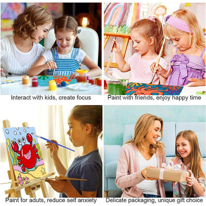 4 Pack Paint by Numbers Kit for Kids with Frame - Animals Paint by Number for Kids, Marine Animals Kid Painting by Number Kits Age 5-8, DIY Acrylic Oil Painting Kits for Home Wall Decor (8X8inch)