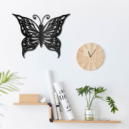 CREATCABIN Butterfly Metal Wall Art Decor, Black Iron Hanging Ornament, Wall Sculpture Gift for Home Office