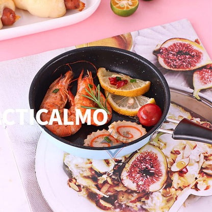 Mini Frying Pan, Stainless Steel Eggs Pancakes Induction Pot, Round Breakfast Small Fry Egg Pan with Long Handle
