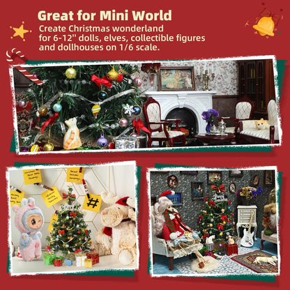 12 inch 1/6 1/12 iLAND Mini Christmas Tree with Lights Small Christmas Table Decorations Fits Office Desk Shelf Van