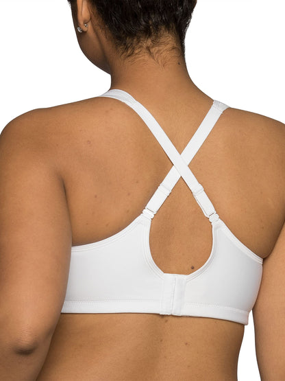 Vanity Fair Womens Medium Impact Sports For Breathable, Moisture Wicking, Padded Cups Up To Ddd Bra, Wireless - White, 36D US