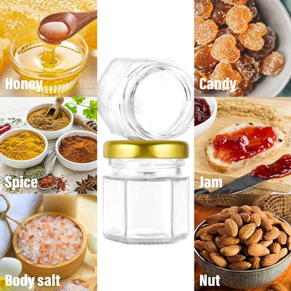 Lids-1.5oz,48 pack GIVAMEIHF Mini Glass Honey jars with Honey Jars,Small Honey Jar with Dipper,Thank You Tags,Jutes