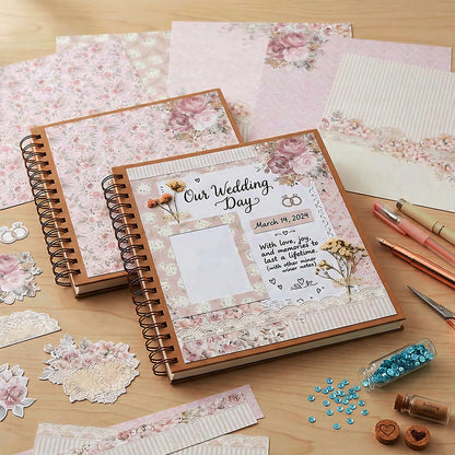 24 Sheets Scrapbook Paper, 12 x 12 Inch Floral Background Decorative Paper, Double Sided Romantic Patterned Scrapbooking Paper, Scrapbooking Supplies for DIY Album Decoupage or Card Making (Pink)