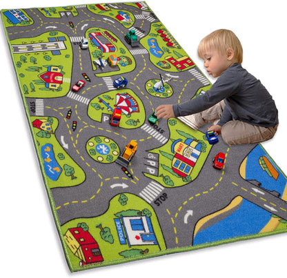52 32 Large Kids Carpet Playmat Rug x with Non-Slip Backing, City Life Play Mat for Playing with Car Toy, Game Area