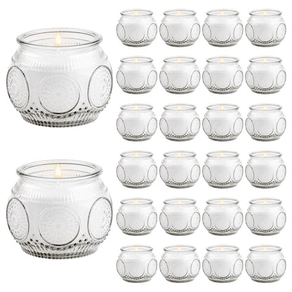 Veiuwa 24 Pack of 4 Oz Mini Soy Candles, Vanilla Scented Candle Set in Vintage White for Home, Gifts, Party Favors, Spa & Relaxation It's a Very Holiday Gift to Give to Family and Friends!