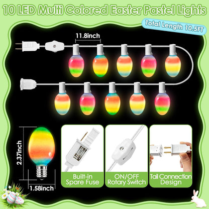 1 Pack 10.5FT Enhon Easter Egg String Lights, Multi-Color Pastel LED Egg Lights, End-to-End Connectable String Light