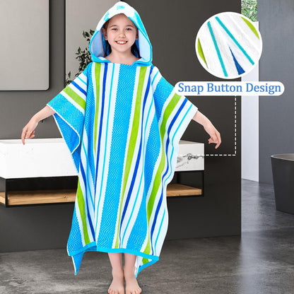 8-16 100% VOOVA & MOVAS Teens Hooded Poncho Towel for Boys | Super Absorbent Cotton Robe | Pool, Beach & Bath Towel |