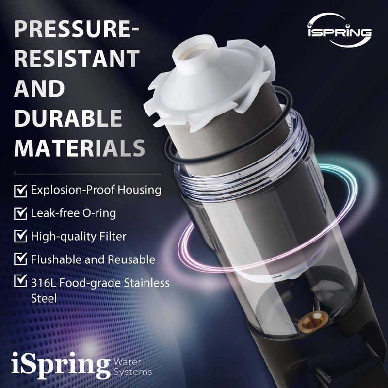 iSpring FWSP500ARJ Spin Down Sediment Filter Replacement Cartridge, 50 Micron