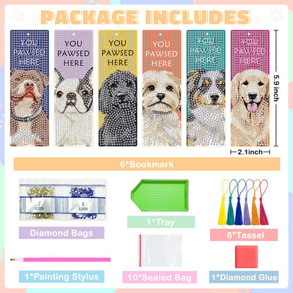 6 PCS Diamond Art Kits Bookmarks Diamond Painting Bookmark, 5D DIY Book Marks Dimond Art Paintings Gem Art, Acrylic Bookmarks with Tassels,Arts and Crafts for Adults Reading Gifts for Book Lovers