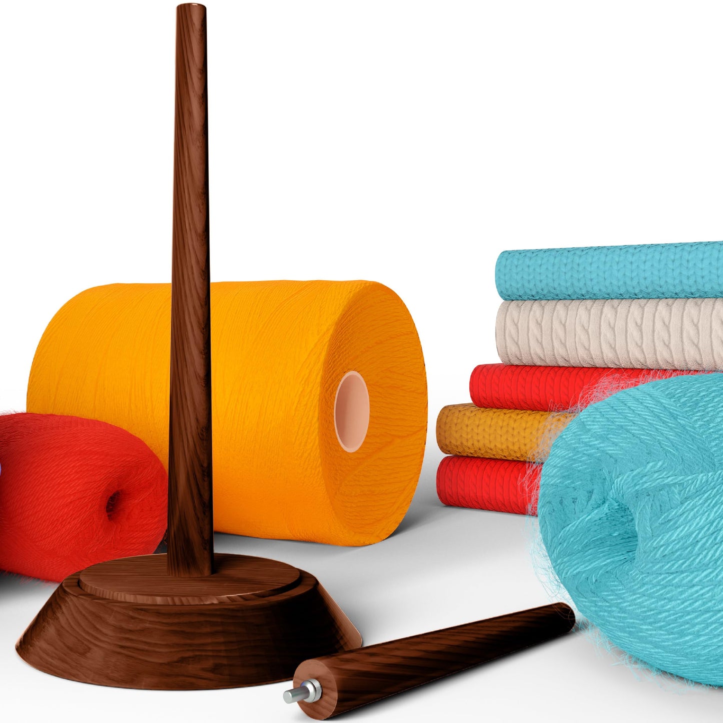BARVA Yarn Holder Set 22 Lb Capacity for Chunky Yarn w/Extra Spindle | Smooth Bearing Spinner & Big Rubber Anti Slip Pads for Stability | European Wood Crochet Accessories & Fiber Crafts Pro Tools