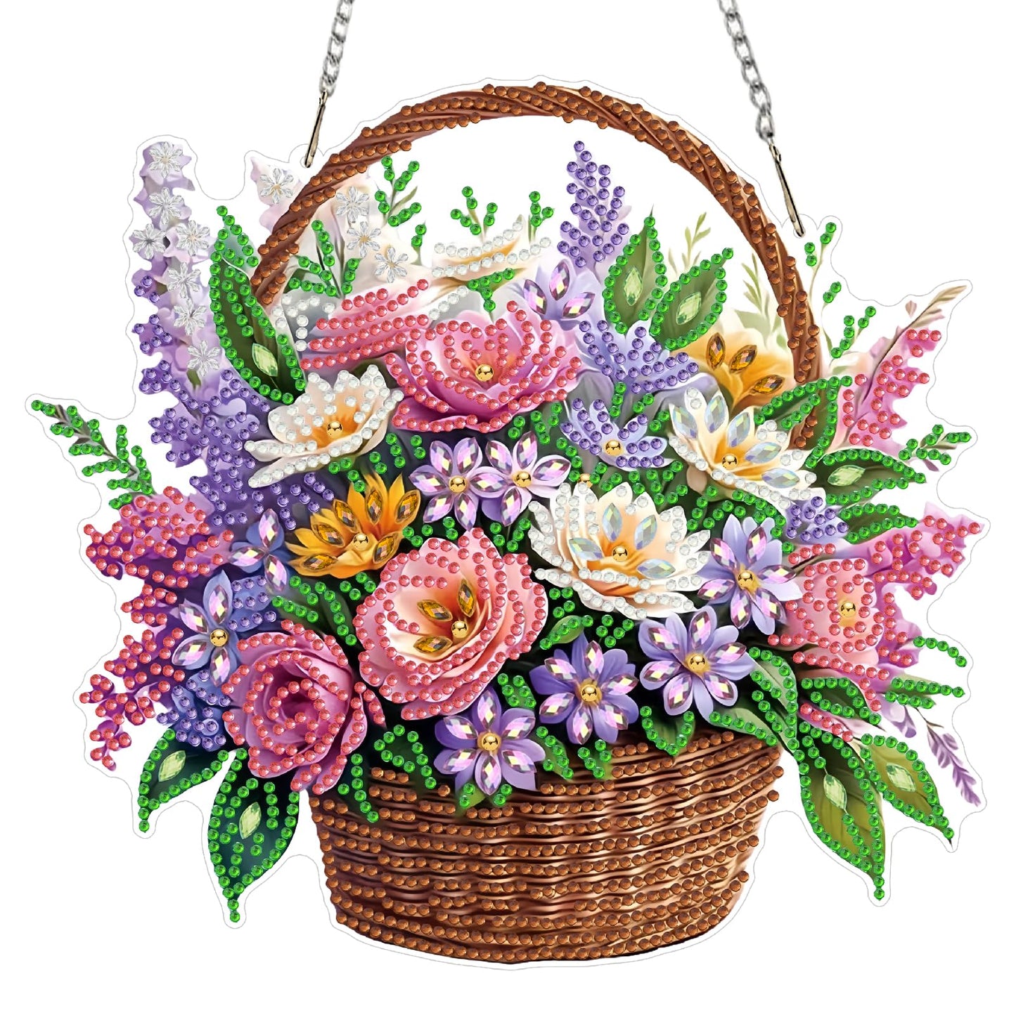 STGLCR Flower Diamond Art Hanging Kit for Adult,Special Shaped Rhinestone,DIY Acrylic 5D Diamond Art Painting Window Pendants Home Garden Wall Hanging Kits Hanging Ornament,Double Sided.Flowers