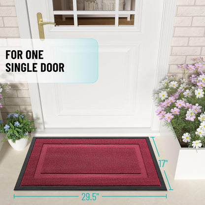OLANLY Waterproof Front Door Mat - All-Season Indoor/Outdoor Doormat, Easy Clean, 59x23, Burgundy