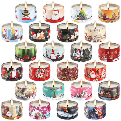 Wfmolcand 24 Packs Christmas Scented Candles Gift- Aromatherapy Candle-2.5oz Soy Wax-Long Lasting Burn time, Advent,Christmas Thanksgiving Gifts, Home Decor.