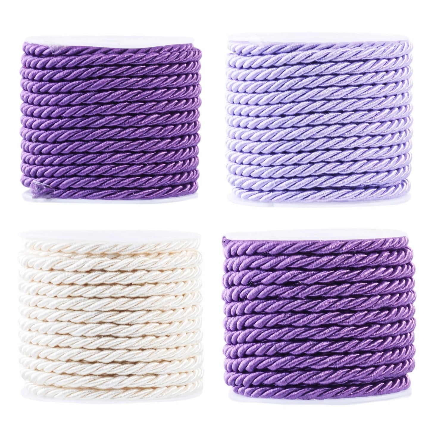 4 Rolls Braided Macrame Cords 3mm 5.4yards Twisted Trim Rope Polyester Twine Cord for Knitting Bag Wall Hangings Plant Hangers Handmade Macrame Supplies