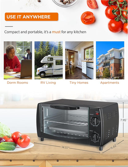 Commercial Chef 10 Liter Mechanical Toaster Oven, 4 Slice