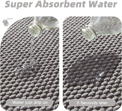 Light Grey Bathroom Toilet Rug, Chenille Non Slip Absorbent Bath Mat, Washable U Shape Contour Bath Rug 20*24"