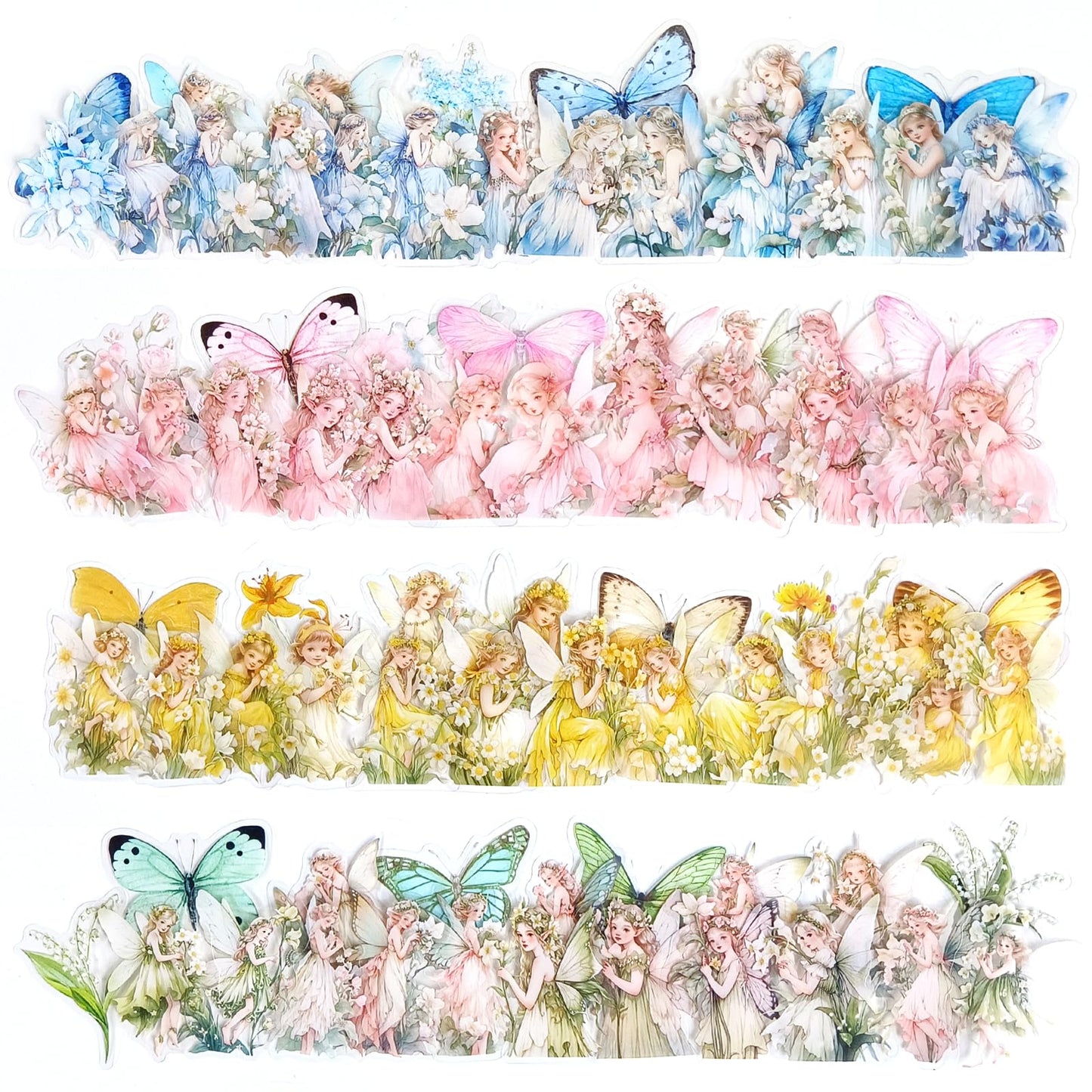 Ychsring Angel Fairy Stickers Set - 160 Pcs Clear PET Fairy Stickers for Scrapbook, Journal, Junk Journal, Collage - Waterproof Transparent for Resin, Craft & Scrapbook Supplies