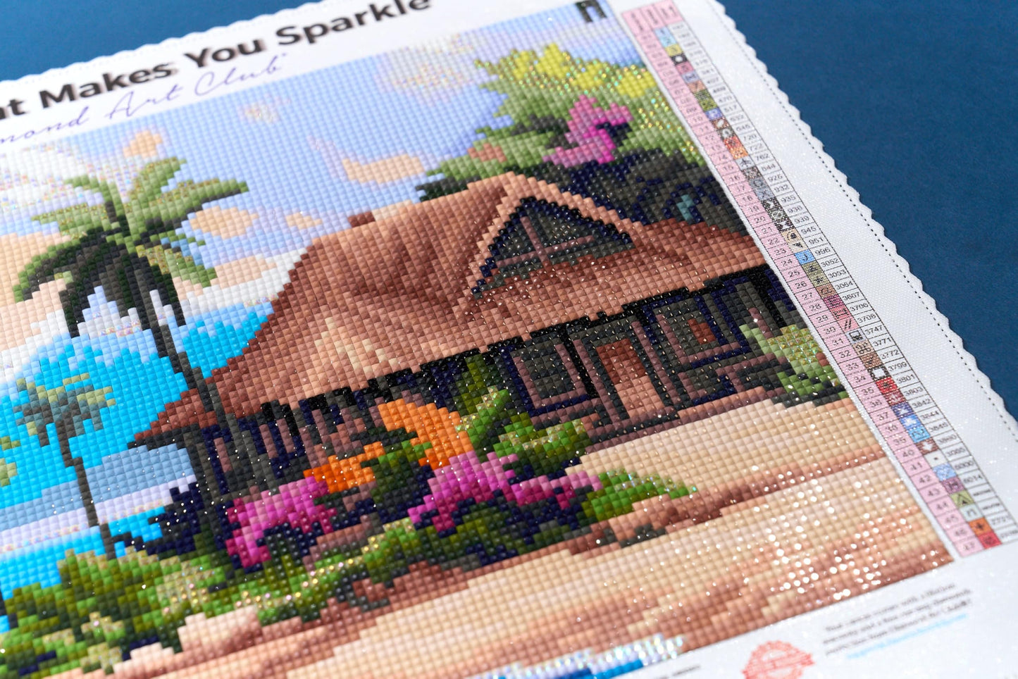 DIAMOND ART CLUB Beach Bungalow Diamond Painting Kit, Fun DIY Crafts for Adults, Square Diamond Art Canvas, 13.3" x 9.8" (33.9 cm x 24.9 cm)