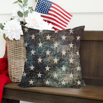2 Pack Waterproof Outdoor Pillow Covers, 4th of July Vintage American Flag 18x18 Inch Throw Pillow Cases, Patriotic
