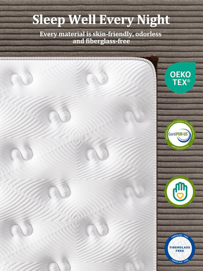 BedStory Queen Mattress - 14 Inch Medium Firm Hybrid Design | Back Pain Relief & Luxury Pocket Springs