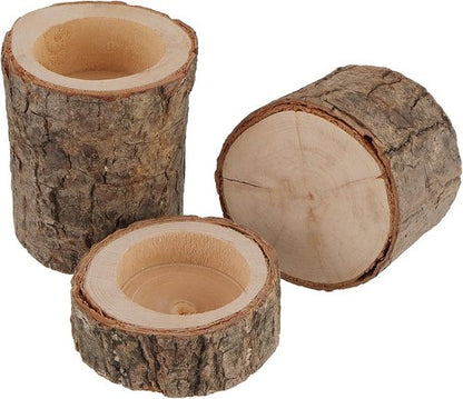 FUNSUEI Wooden Tea Light Candle Holders - Rustic Votive Log Holders for Table Decoration | 18 PCS in 3 Sizes