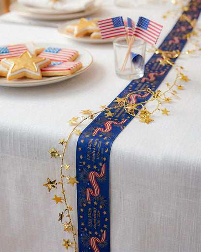 Gleamagic 2-Pack America 250th Anniversary Ribbon Bundle - 1 Inch x 50 Yards Total - Patriotic Satin Ribbon for Independence Day, July 4th Decor & Semiquincentennial Crafts & Commemorative Decor