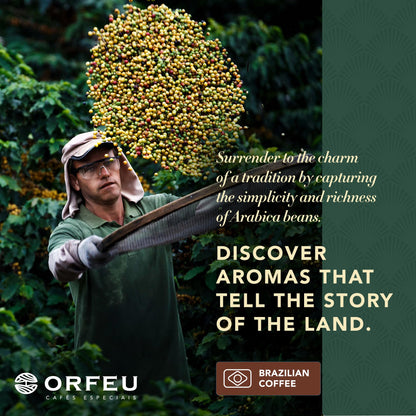 ORFEU - Special Coffee Intense - 100% Arabica Coffee, Dark Roast, Aroma of Toasted Caramel & Fruit Jam, Low Acidity, Made In Brazil, Velvety Body - 250g, 8.8oz