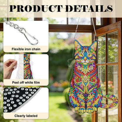 Mzoyell 5D Hanging Art Painting Kits for Adults, Cat Special Shape Diamond Art Kits, Crystal Rhinestones Diamond Art Painting, Home Wall Decoration