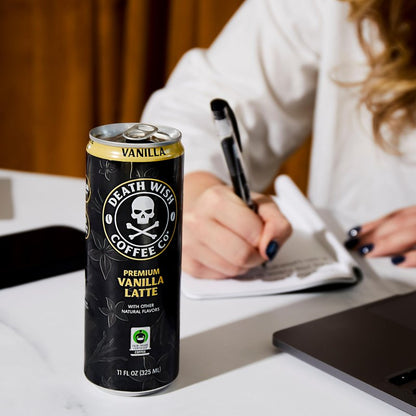 Death Wish Coffee, Iced Coffee Cold Brew, 8g Protein, Fair Trade (Vanilla Latte)
