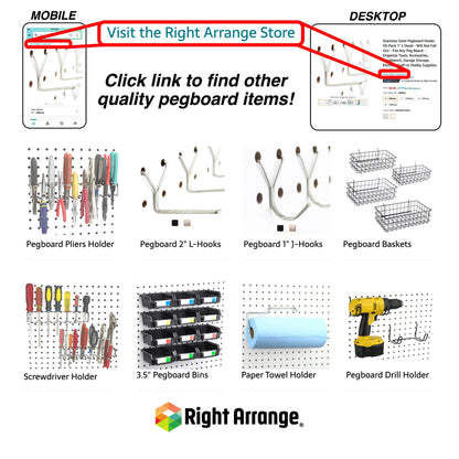 Right Arrange Pegboard Bins - 12 Pack Black - Hooks to Any Peg Board - Organize Hardware, Accessories, Attachments, Workbench, Garage Storage, Craft Room, Tool Shed, Hobby Supplies, Small Parts