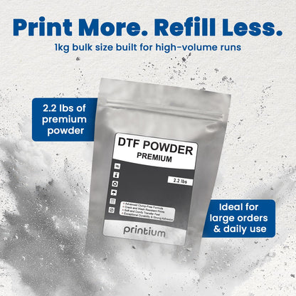 DTF Powder Premium 2.2 lbs (1KG / 35.3 oz) – Hot Melt Adhesive for DTF Heat Transfers – for Thin & Lightweight Fabrics – Soft & Strong Adhesion – Clump-Free Formula – Crack & Wash Resistant