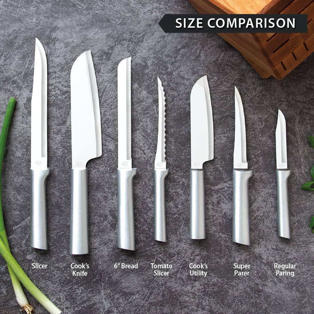 Rada Cutlery Regular Paring Knife (R101), 3.25" Stainless Steel Blade, Silver Handle, Pack of 2