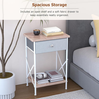 VECELO Night Stand, Small End Table for Small Spaces, Wood Side Table for Living Room, Bedside Table with Drawer