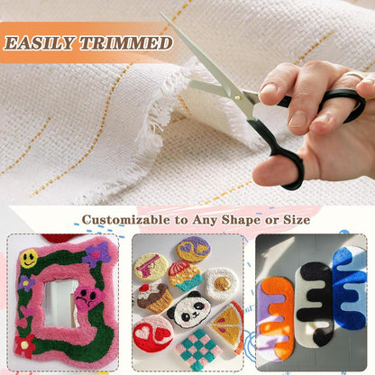 80" x 40" Overlocking Monks Cloth for Punch Needle Rug Tufting Fabric with Marked Lines, Punch Needle Fabric for Gun Rug Tufting and Embroidery,White Punch Needle & Tufting Cloth