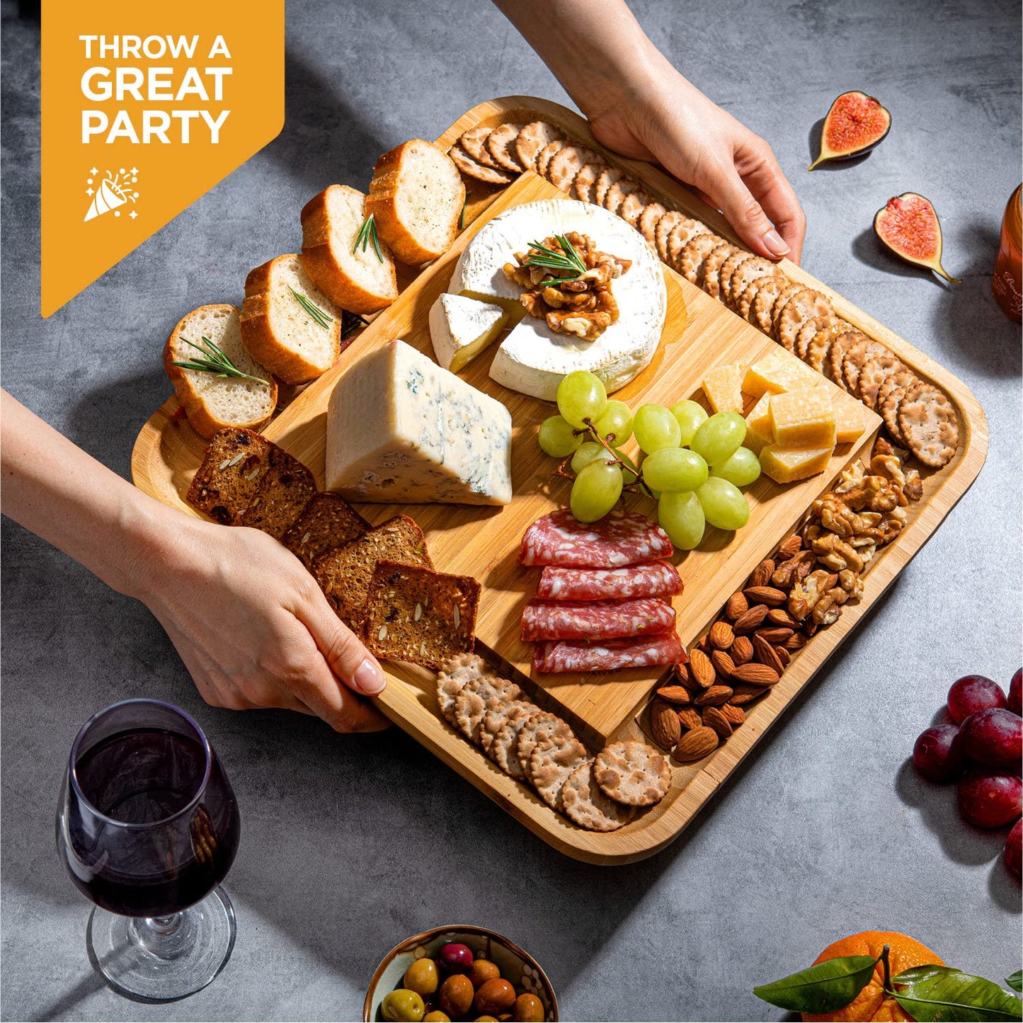 Charcuterie Board Gift Set - Bamboo Cheese Board and Knife Set - Housewarming Gifts for New Home, Wedding Gifts for Couples 2025, Bridal Shower Gifts, Birthday Gifts for Women