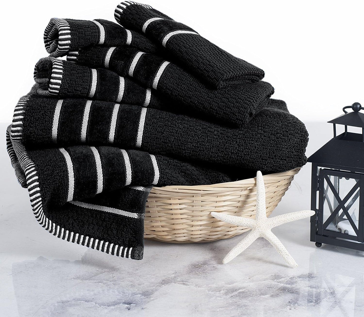 Bedford Home 6-Piece Set 2 2 2 Towel - Combed Cotton Rice Weave Bathroom Accessories with Bath Towels, Hand Towels