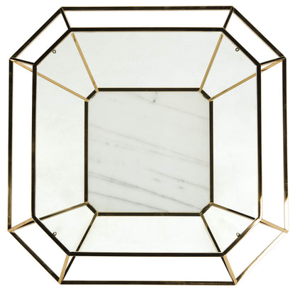 SAFAVIEH Couture Home Collection Abena Gold and White Marble Geometric Coffee Table