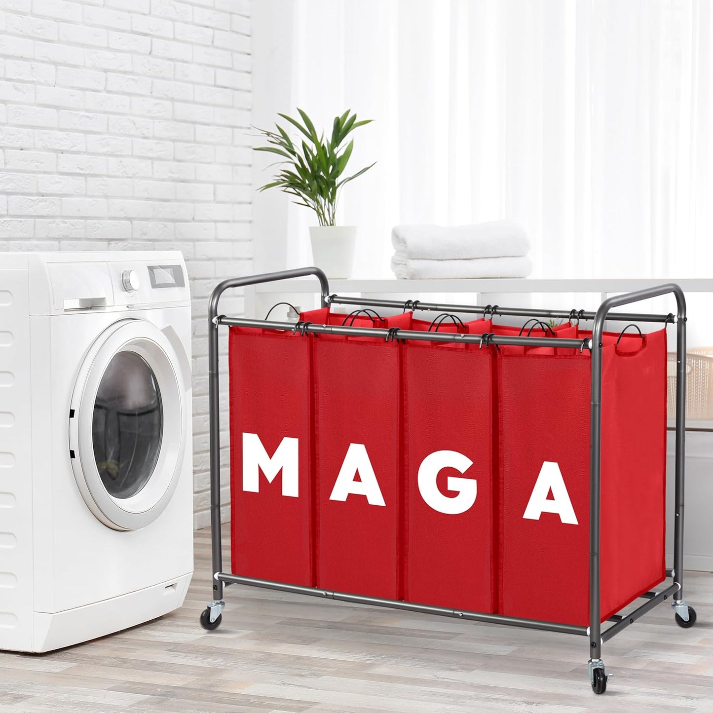 STORAGEIDEAS 47.8 (181L), 4 Laundry Sorter Hamper with Wheels, Laundry Basket Sorter Gal Heavy-Duty Rolling Cart