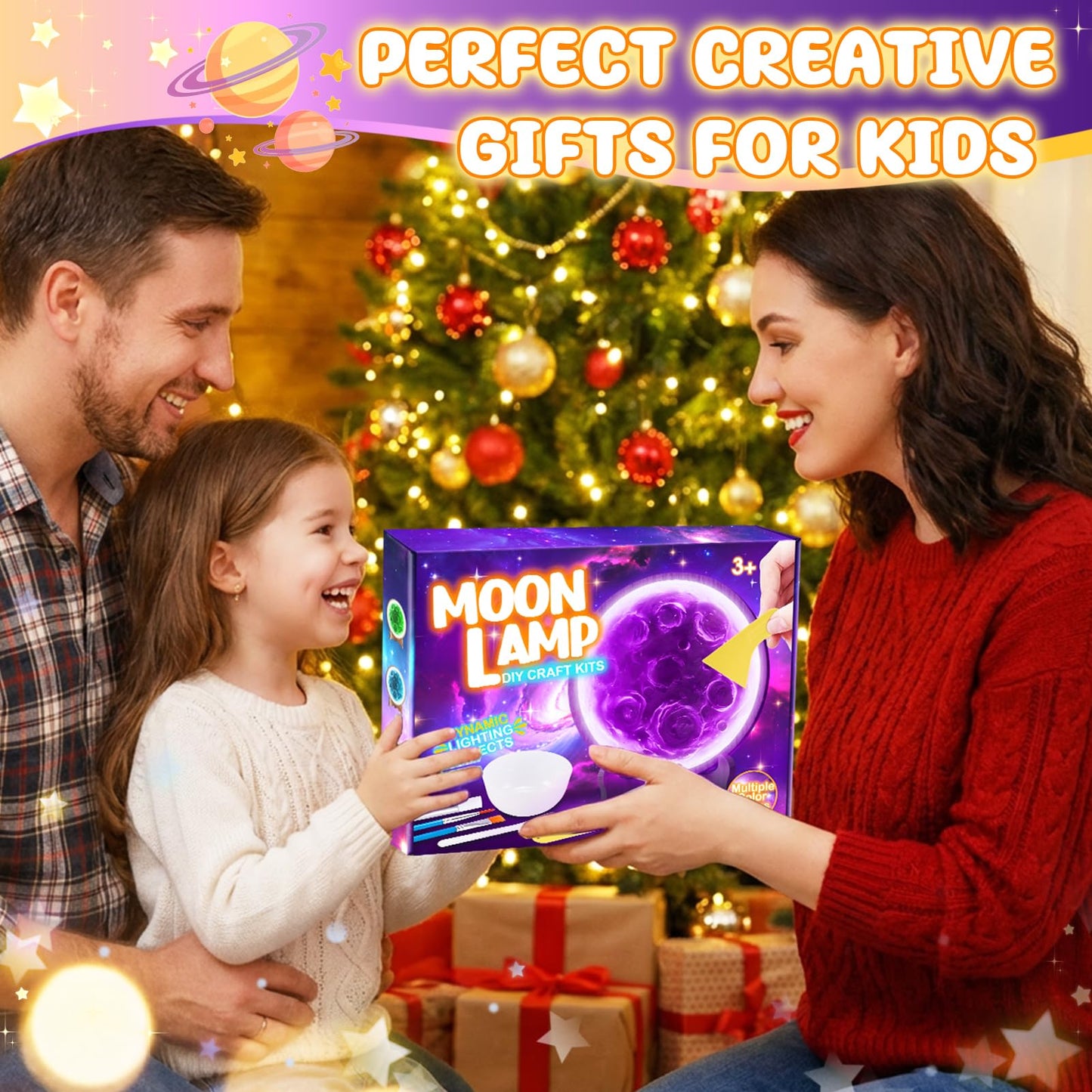 HCHILDHOOD DIY Moon Lamp Night Light Kit, Make Your Own Moon Lamp with Colourful RGB Light Arts and Crafts for Kids Ages 3-12, Creative Activity Birthday Gifts for 3-12 Year Olds Boys Girls