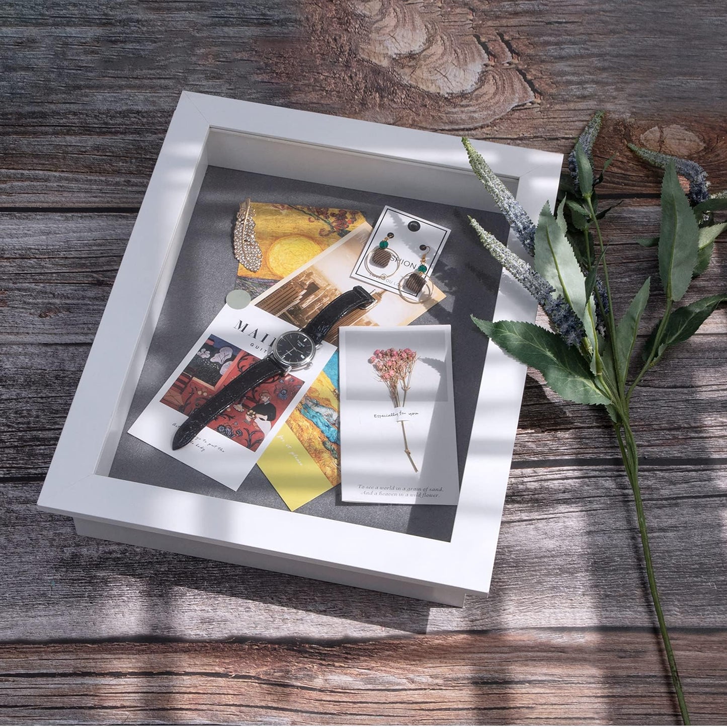 Golden State Art 11x14 Shadow Box Frame Display Case - 2 inch Depth Great for Collages, Collections, Mementos, 6 Pins Included (White, 1 Pack)