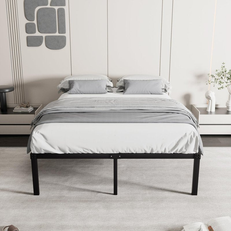 VECELO 16" Full Size Metal Platform Bed Frame,Heavy Duty Steel Slat/Easy Assembly Mattress Foundation/No Box Spring Needed