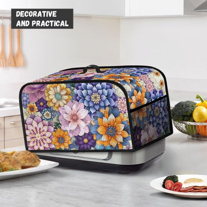 Hippie Flower Slow Cooker Cover, Oval Crock Pot Dust Cover with Handle, Easy to Clean for Home Kitchen