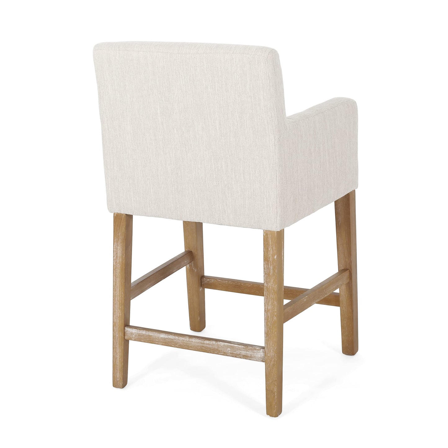 Merax 26" Fabric Upholstered Wood Counter Stools with Backrest and Armrests,Set of 2,Classic Barstools