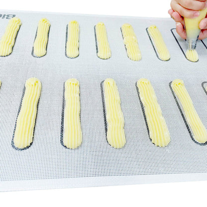 Bluedrop Eclair Baking Sheets Perforated Silicone Baking Mats For Bread Cookies Open Mesh Non Stick Oven Liner