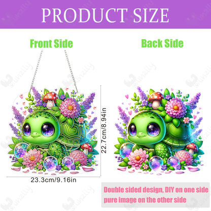 Yunzlly DIY Hanging Diamond Art Pendant Kit, Special Crystal Double Sided Diamonds Painting Ornament Kit for Adults, Acrylic Gem Painting Board for Window&Door&Wall (Turtle)