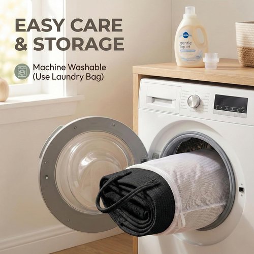JMvicyroam 65L Extra Large Blanket Basket - Woven Cotton Rope Laundry Hamper with Reinforced Handles | Machine Washable Black Storage Bin for Pillows, Comforters & Toys