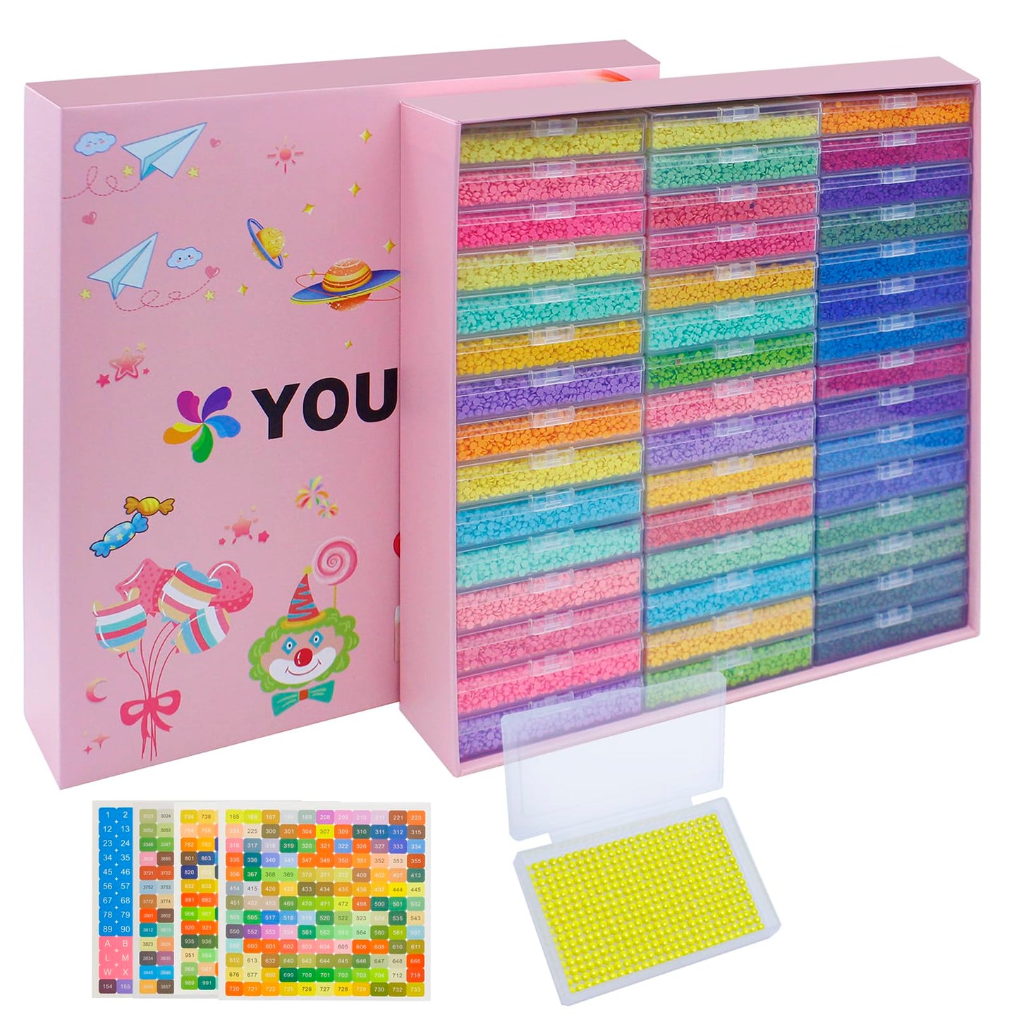 45Pcs Diamond Art Storage Trays Diamond Painting Storage Trays with Lids, 2-in-1 Diamond Art Storage Containers Case Stackable Diamond Dotz Accesso Diamond Dot Organizers Storage (45Pcs Storage Set)