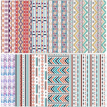 ONEART | 10 Pieces Bohemian Printed Clear PVC Vinyl Sheets, A4 Size Ethnic Boho Style See Through Waterproof Vinyl Fabric