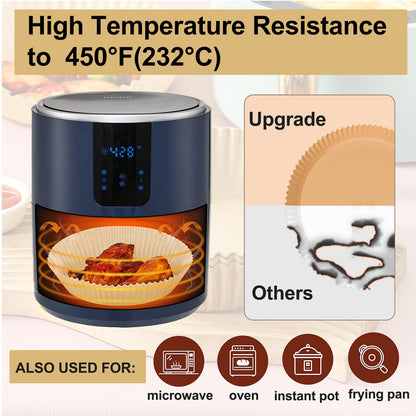 Air Fryer Liners Disposable 9 Inch, 9 inch Air Fryer Liners 125 Pcs Large Square Air Fryer Paper Liners for 5QT 6qt 8QT Air Fryer, Non-stick Parchment Paper for Frying, Baking